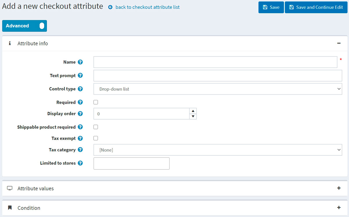 Add a new checkout attributes