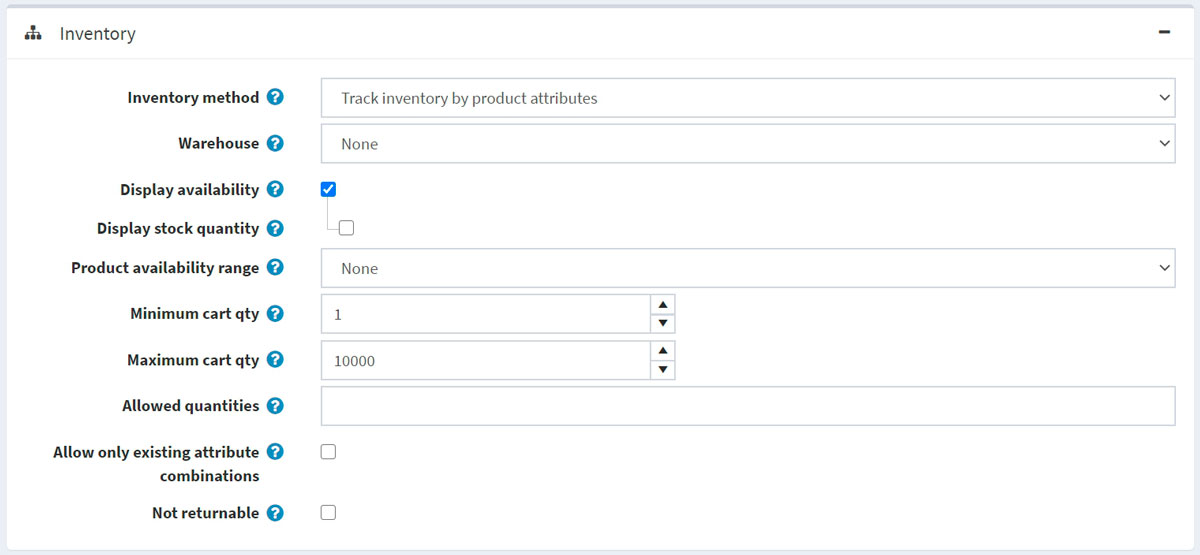 Track inventory by product attributes